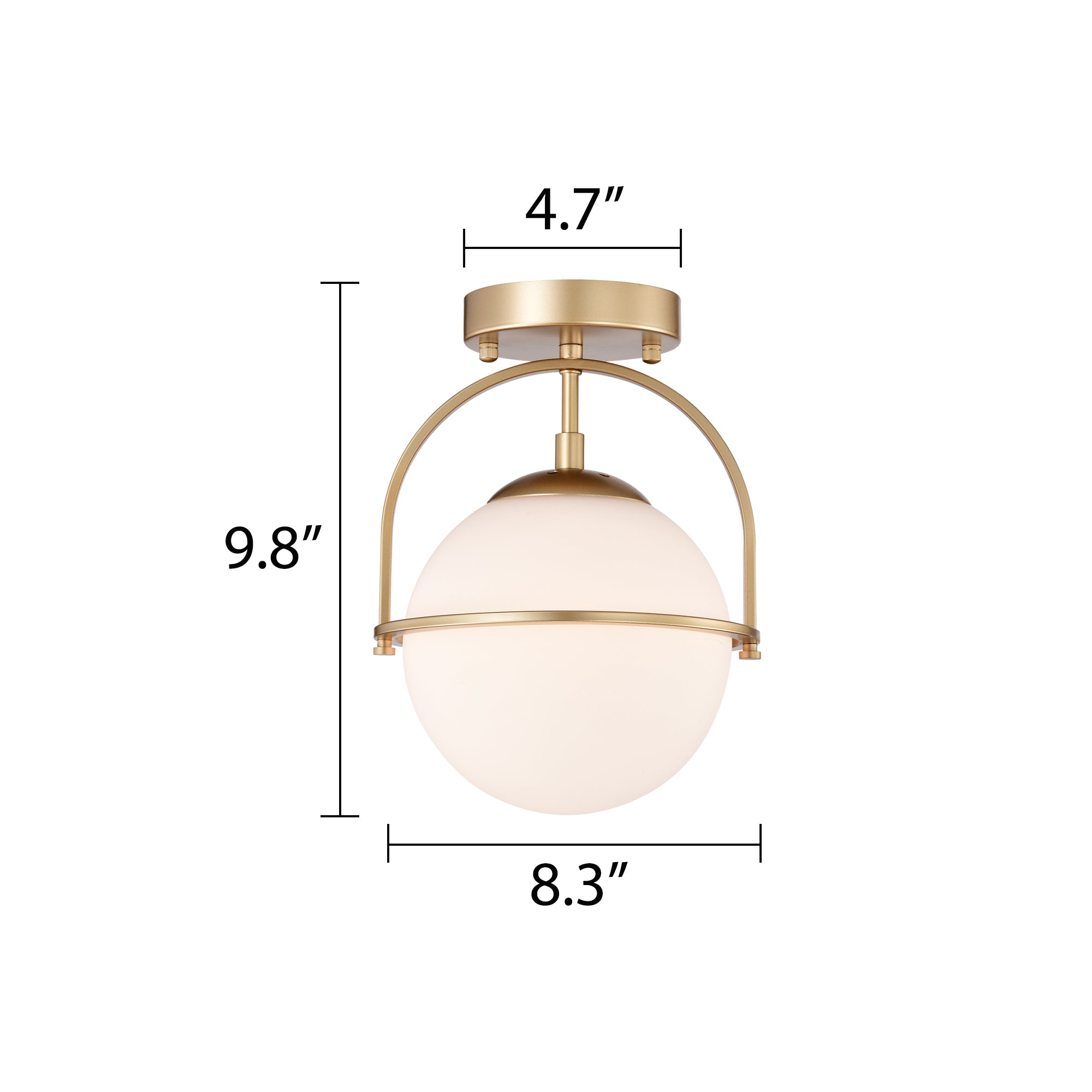 Mid Century Cream White Glass Chandelier Globe Semi Flush Mount Light Fixtures 1-Light Ceiling Light Fixtures Bedroom