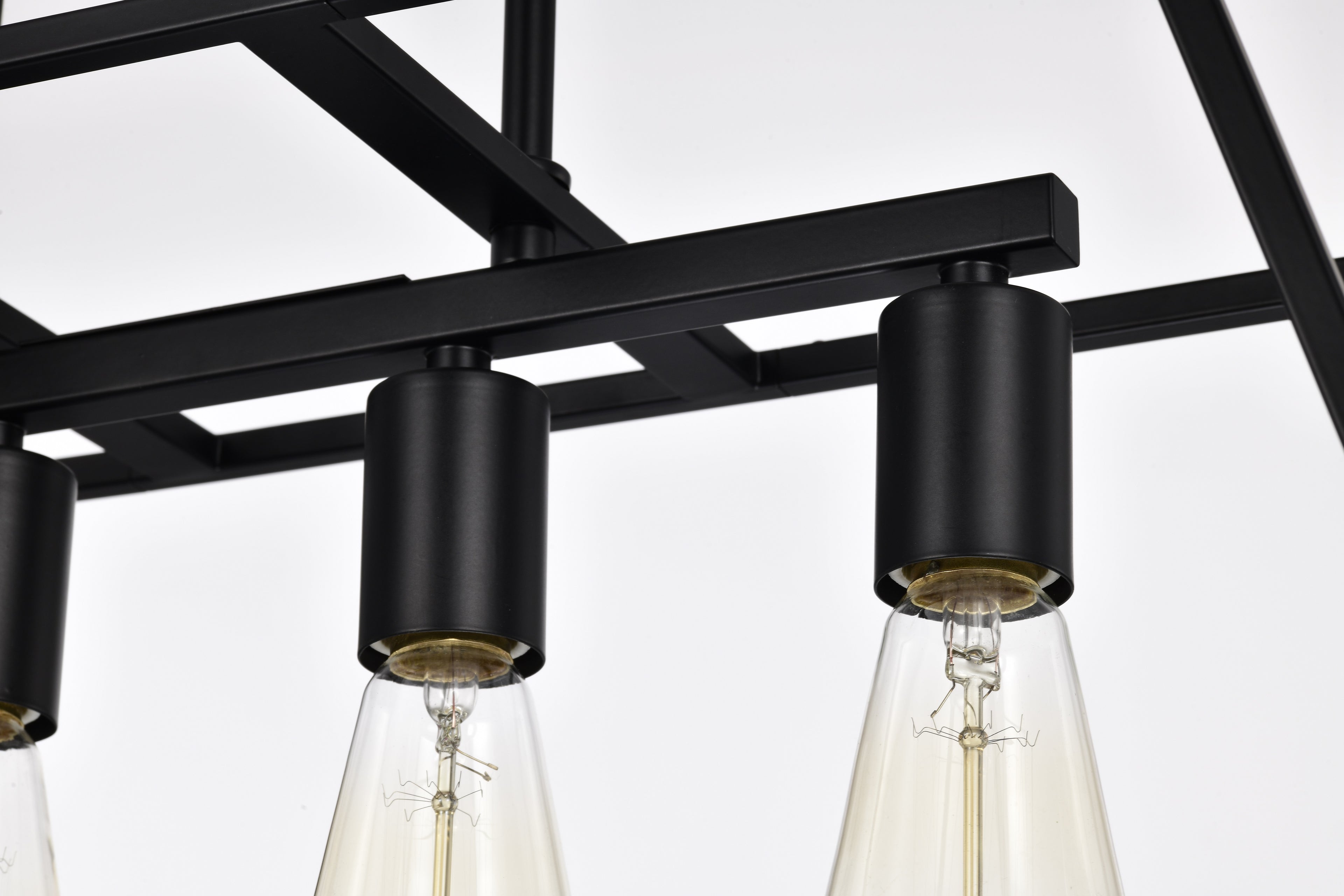 Black Modern Industrial Linear Pendant Light Fixtures for Dining Room