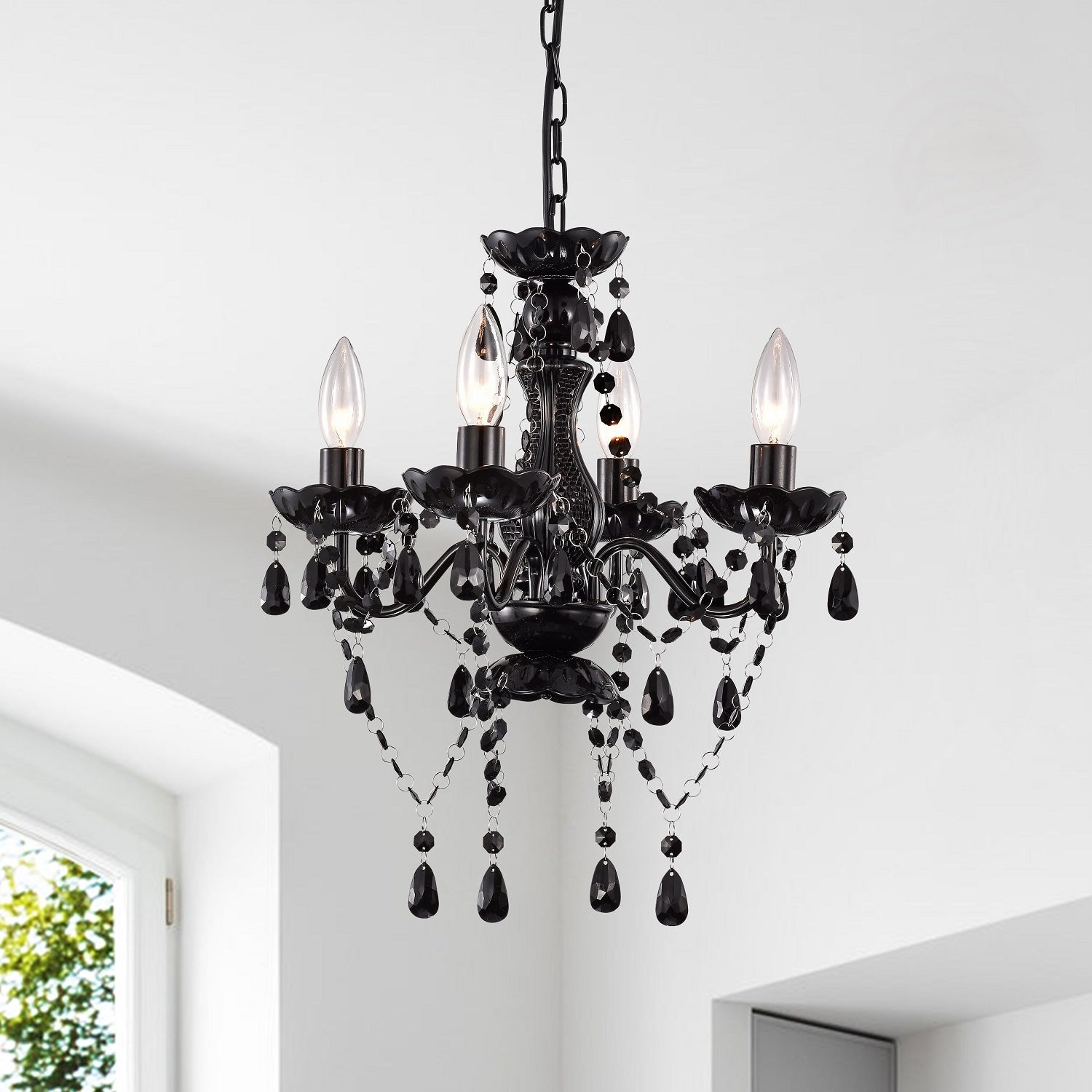 Black Mini Crystal Chandelier Lighting Modern Chandeliers for Girls Bedrooms