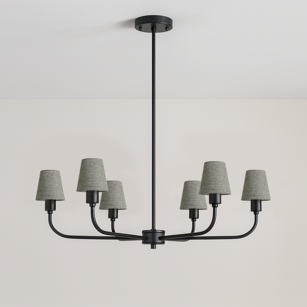 Chandelier Shades set of 6 Clip-On Small Line Empire Lampshades for E12 Candelabra Bulbs