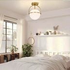 Modern Globe Flush Mount Ceiling Light with Glass Shade, E12 Base Indoor Ceiling Lamp for Bedroom, Hallway & Entryway