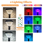 Solar Post Light with Remote, RGB Color Changing Outdoor Pathway Light with Adjustable Height