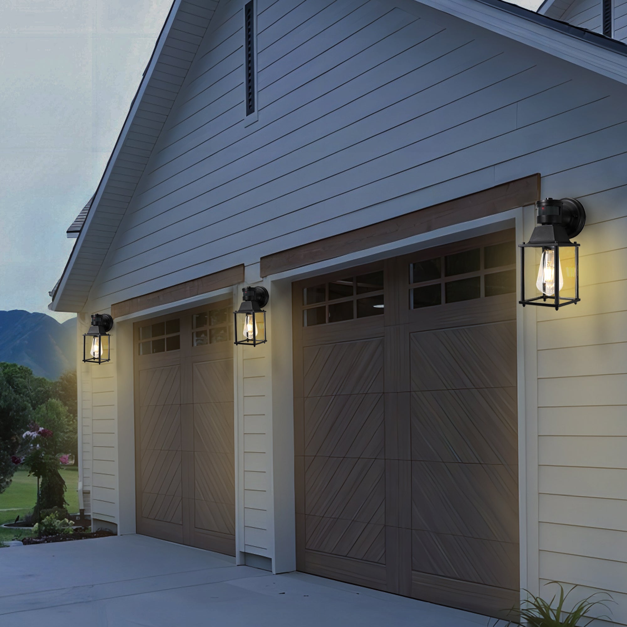 COTTAGE LIFE Porch Lights Outdoor Motion Sensor Outdoor Wall Lights 2 Packs Black Outdoor Wall Sconce Motion Sensor Light