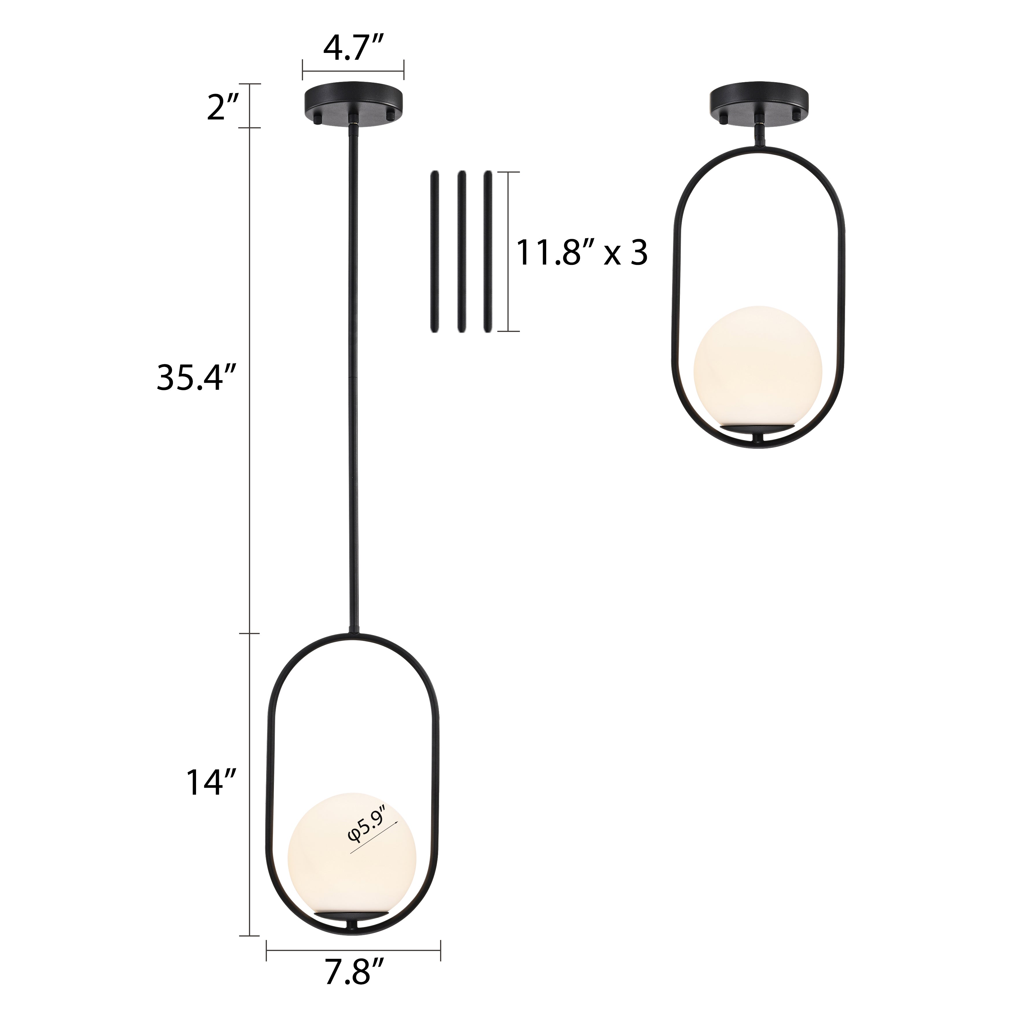 Black Pendant Light Fixtures Globe Pendant Lights 1-Light