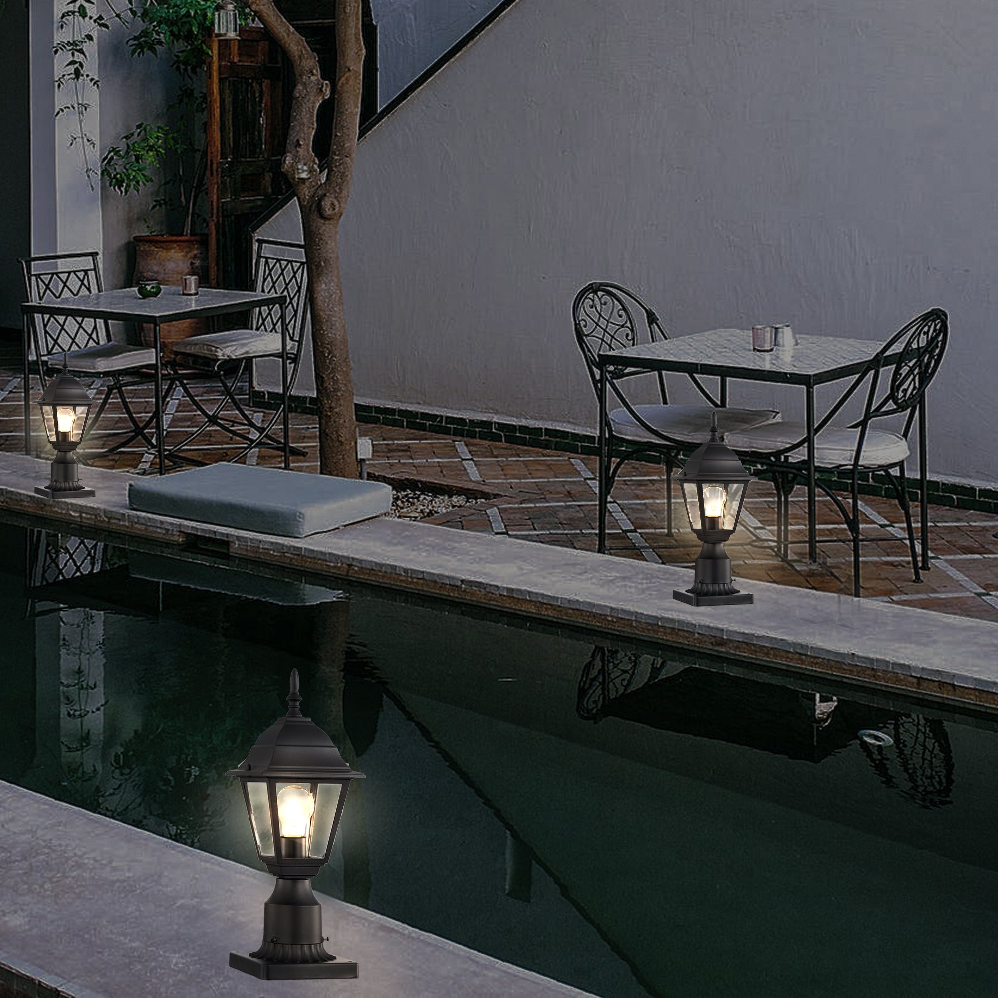 Outdoor Post Lights Waterproof 2 Pack Outside Post Lantern Black