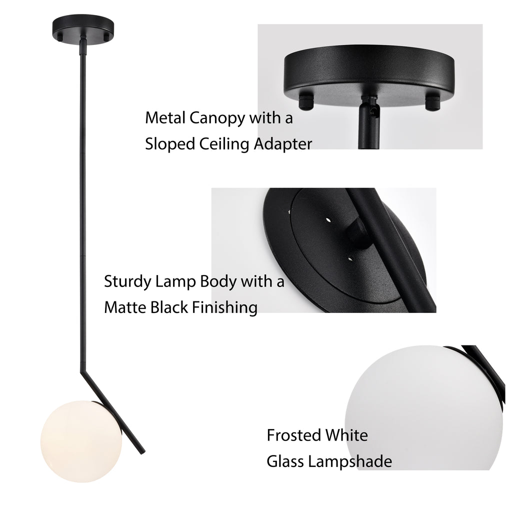 Black Pendant Light Modern Pendant Light Fixtures Globe Pendant Lighting for Kitchen Island 1-Light