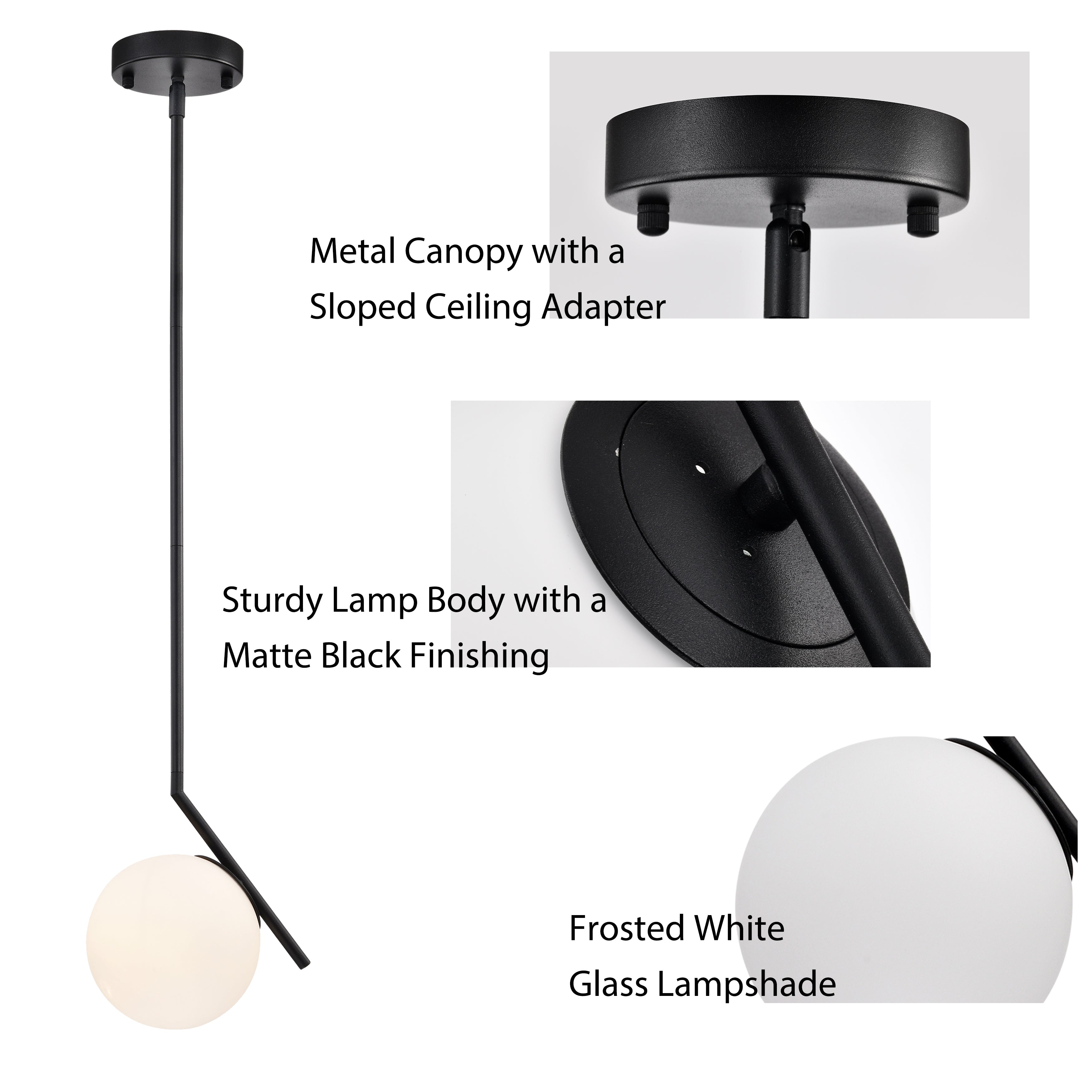 Black Pendant Light Modern Pendant Light Fixtures Globe Pendant Lighting for Kitchen Island 1-Light