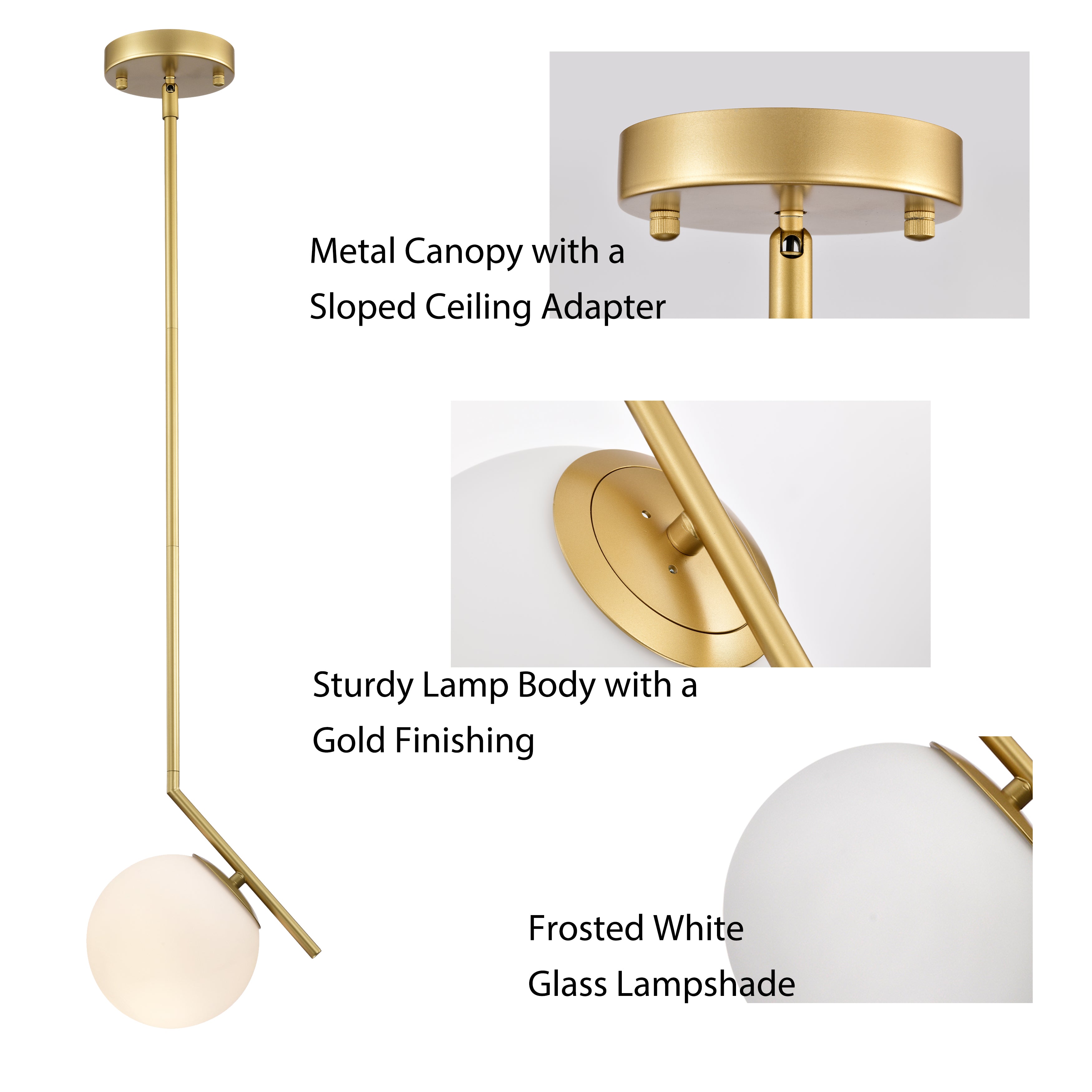 Modern Gold Pendant Light Fixtures Glass Globe Pendant Lighting for Kitchen Island 1-Light