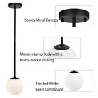 White Modern Globe Pendant Light with Frosted Glass for dining room
