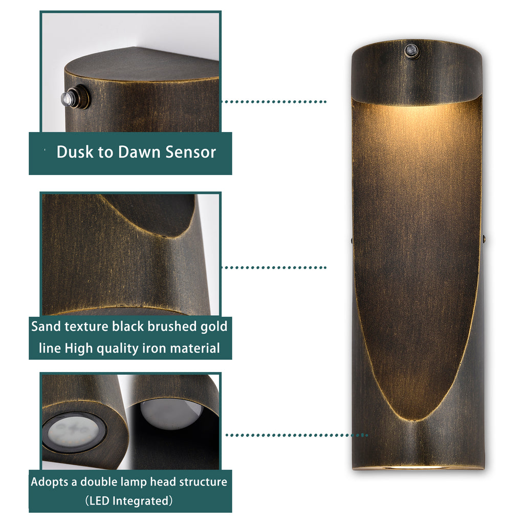 Dusk to Dawn Outdoor Lights – LED Up Down Wall Sconce with Sensor, Single Pack