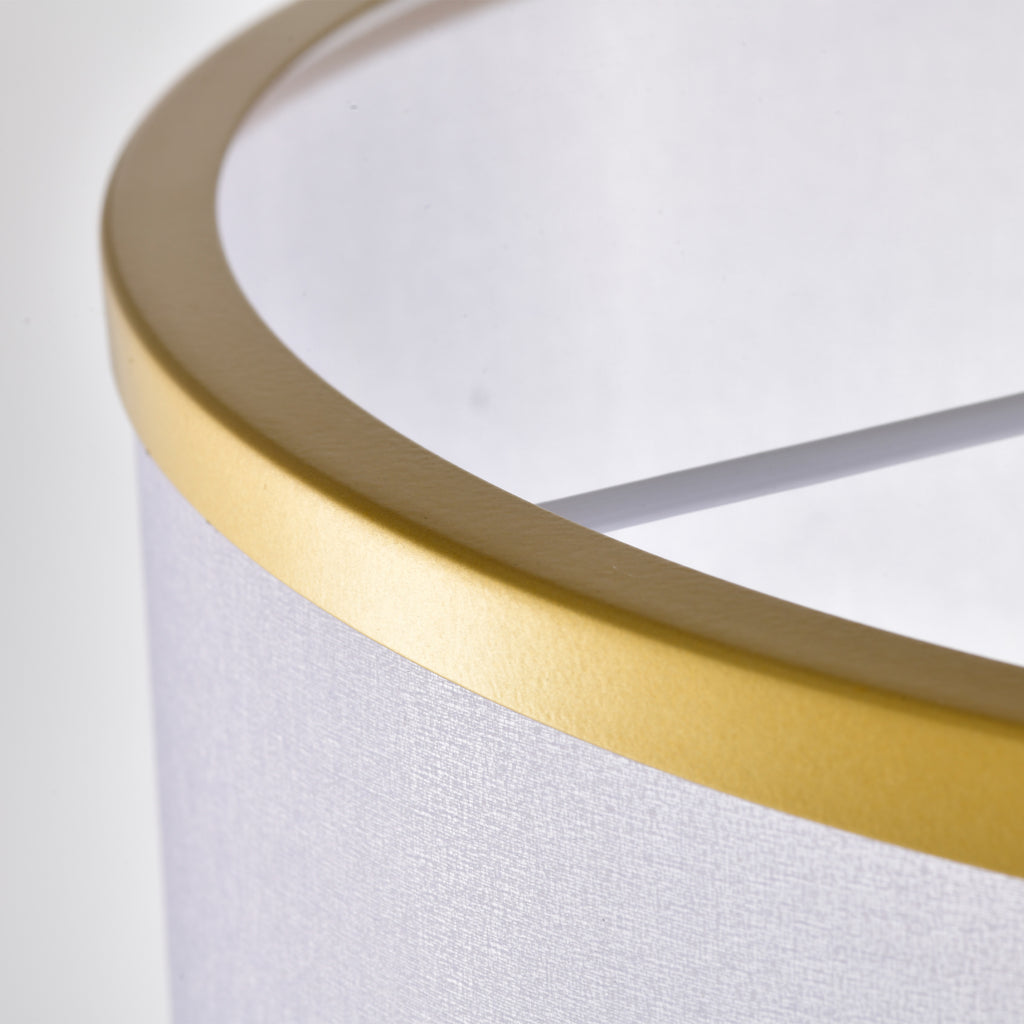Gold & White Modern Drum Polyvinyl Chloride Semi-Flush Mount Light