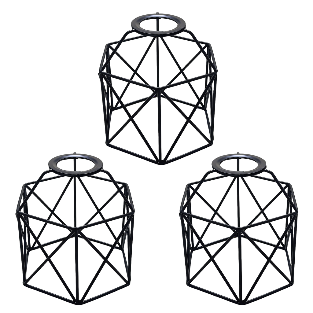 Ceiling Light Shade Cage Replacement  Black Metal Lamp Shades 3 Pack