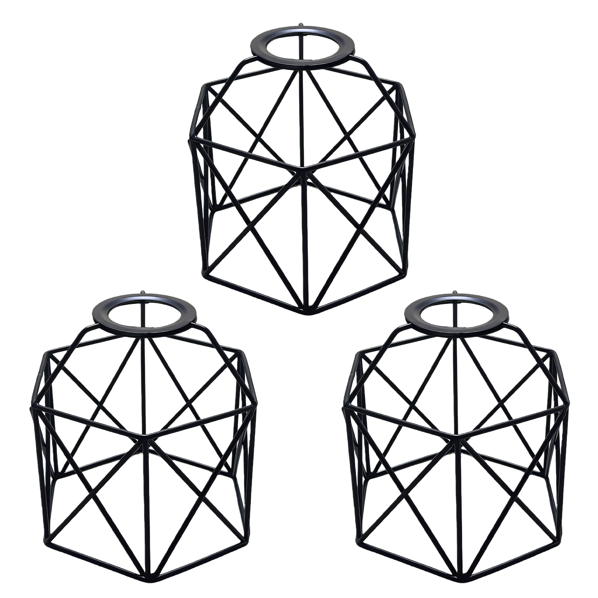 Ceiling Light Shade Cage Replacement  Black Metal Lamp Shades 3 Pack