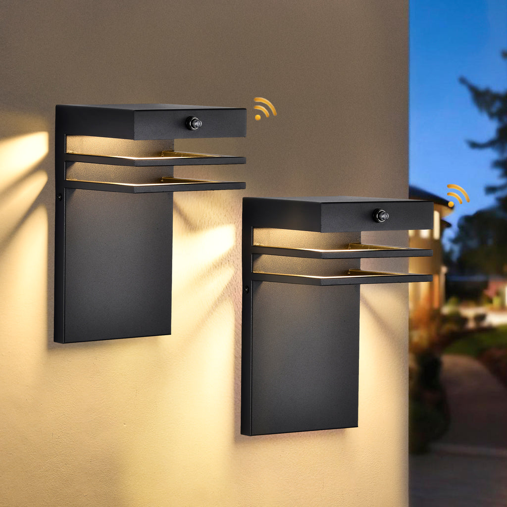 Modern outdoor wall light fixture dusk to dawn sensor 2 pack