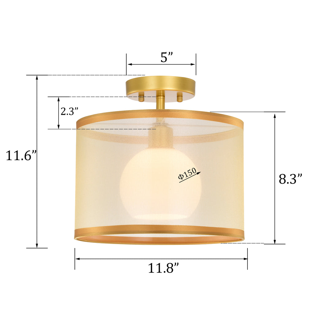 Modern&Contemporary Drum Semi-Flush Mount Light for living room
