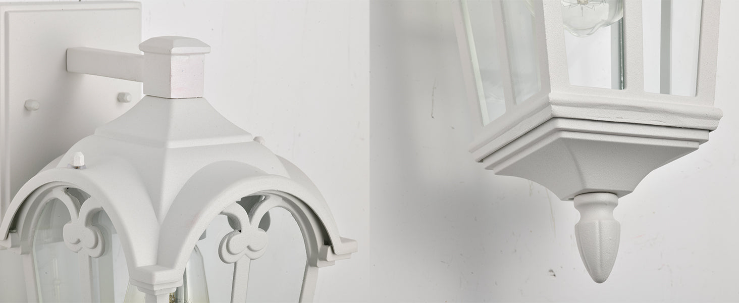 White Modern Outdoor Wall Light Clear Glass Exterior Light Fixture