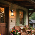 COTTAGE LIFE Motion Sensor Outdoor Wall Lights, Black Porch Lantern with Glass Shade, E26 Base, 2-Pack