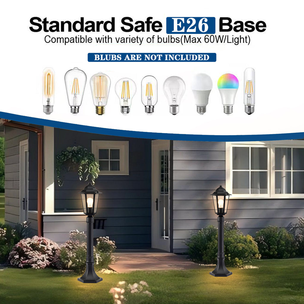 28.3'' Outdoor Lamp Post Lights Hard Wired Black Outdoor Light Post