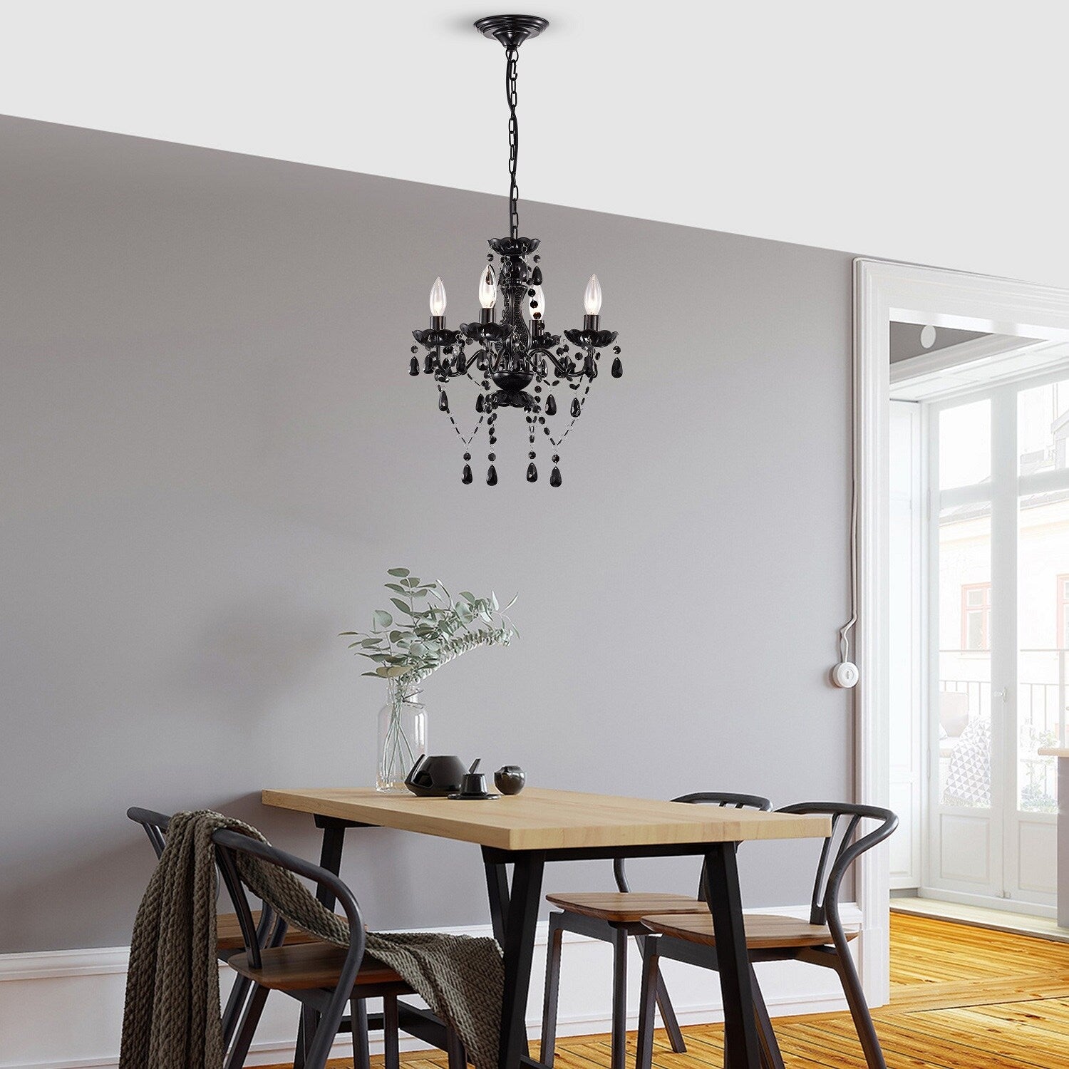 Black Mini Crystal Chandelier Lighting Modern Chandeliers for Girls Bedrooms