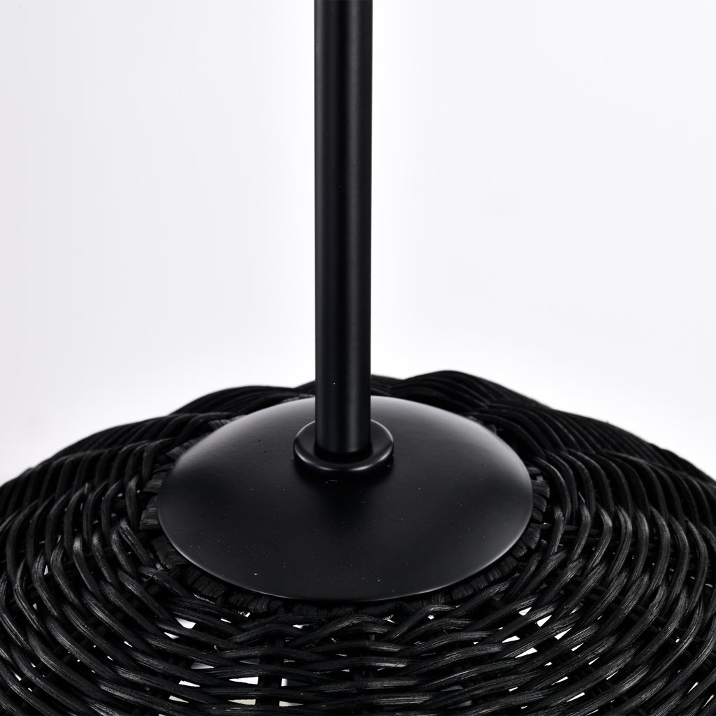 Black Bohemian Hemisphere Woven Rattan Pendant Light for dining room