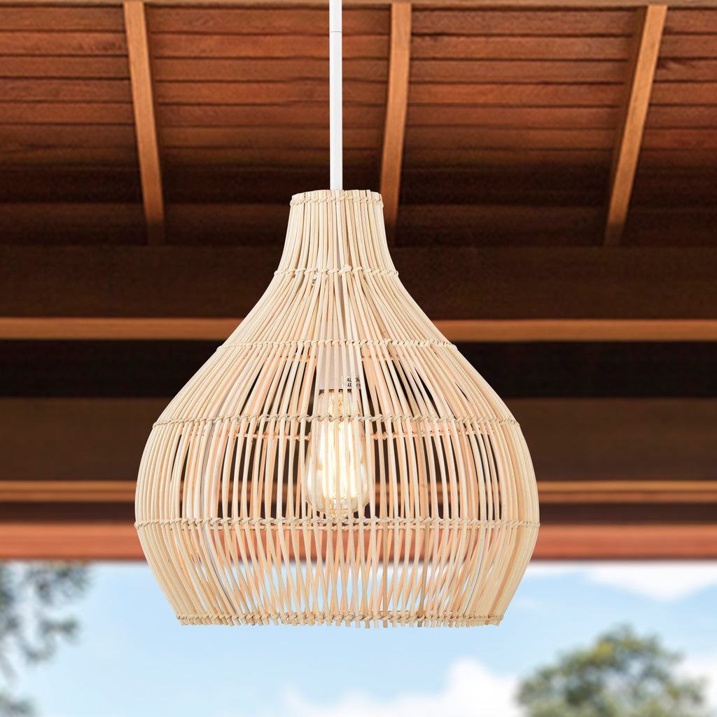 Classical Bohemian Woven Rattan Pendant Light Fixture with pot shade