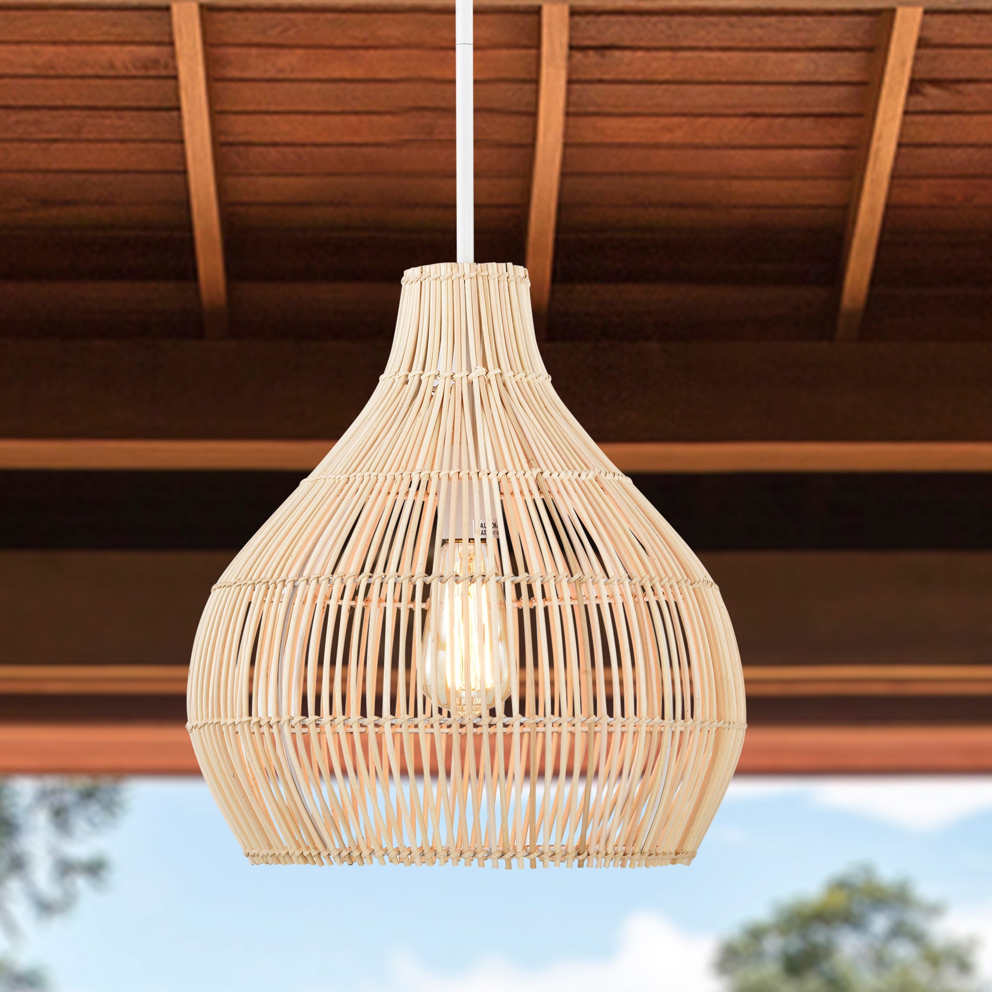Classical Bohemian Woven Rattan Pendant Light Fixture with pot shade