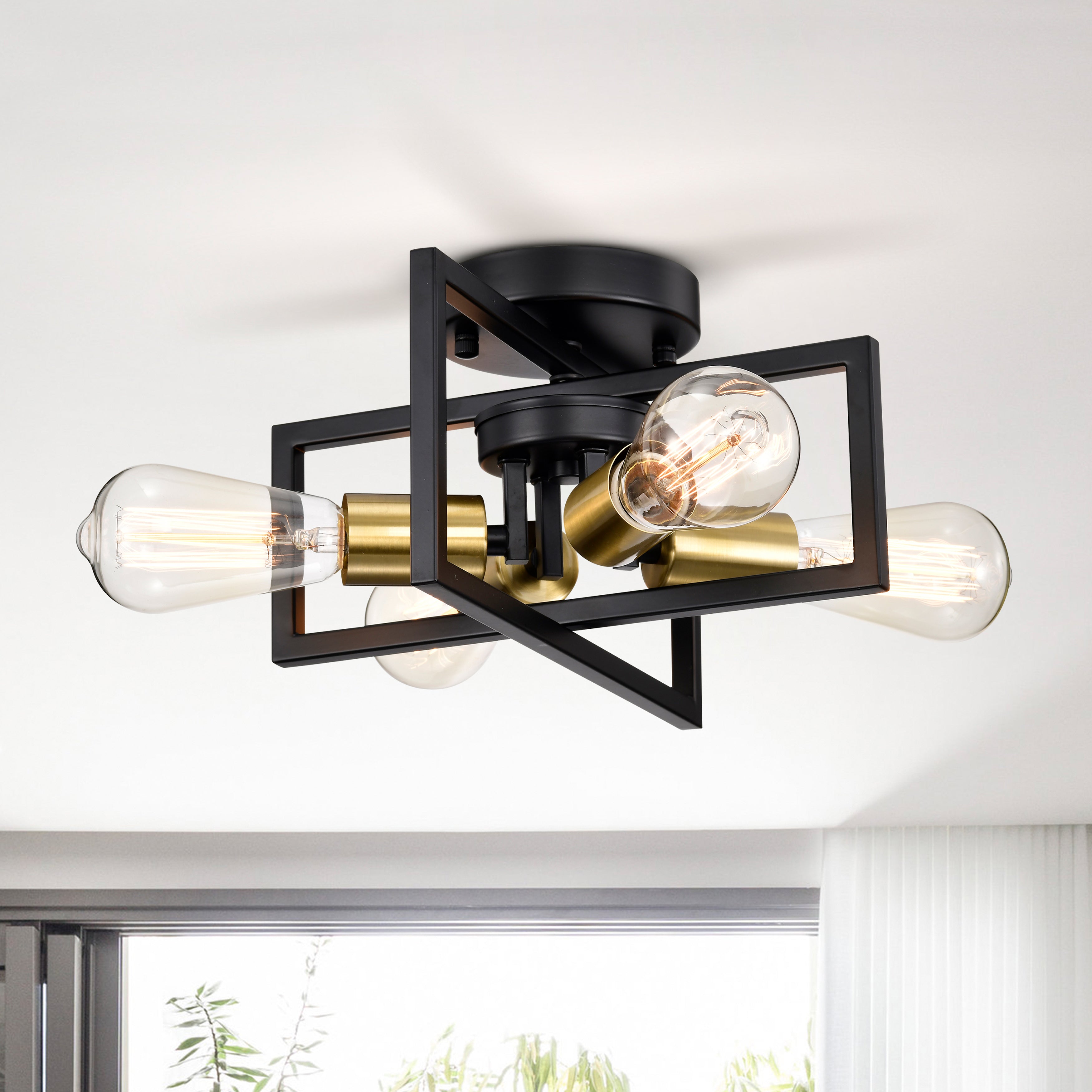 Industrial Modern Sputnik Ceiling Light Black & Gold Fixtures