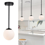 White Modern Globe Pendant Light with Frosted Glass for dining room