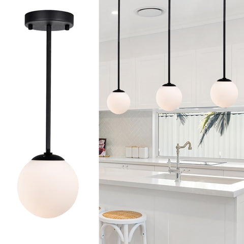 White Modern Globe Pendant Light with Frosted Glass for dining room