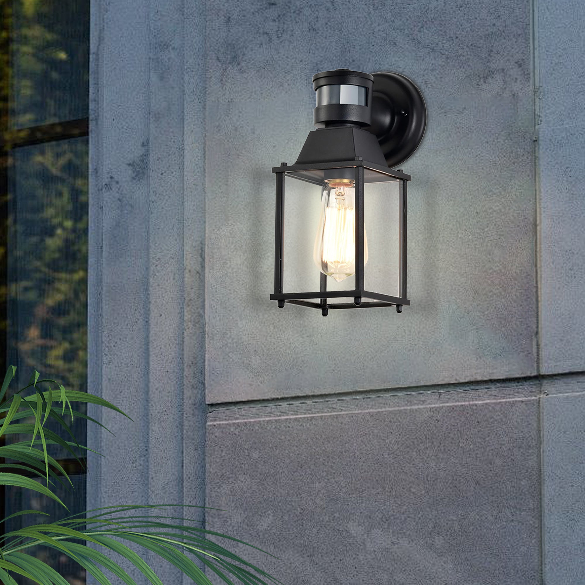 COTTAGE LIFE Porch Lights Outdoor Motion Sensor Outdoor Wall Lights 2 Packs Black Outdoor Wall Sconce Motion Sensor Light