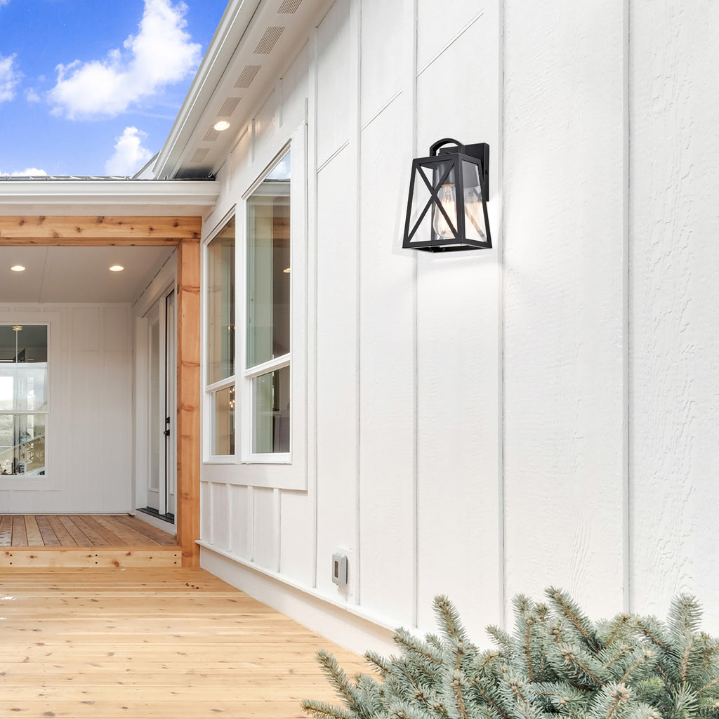 Outdoor Wall Lantern Black Outdoor Wall Sconce 1 Light Outdoor Light Fixture with Clear Glass Shade