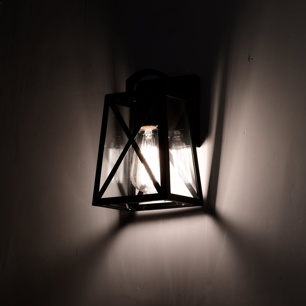Outdoor Wall Lantern Black Outdoor Wall Sconce 1 Light Outdoor Light Fixture with Clear Glass Shade