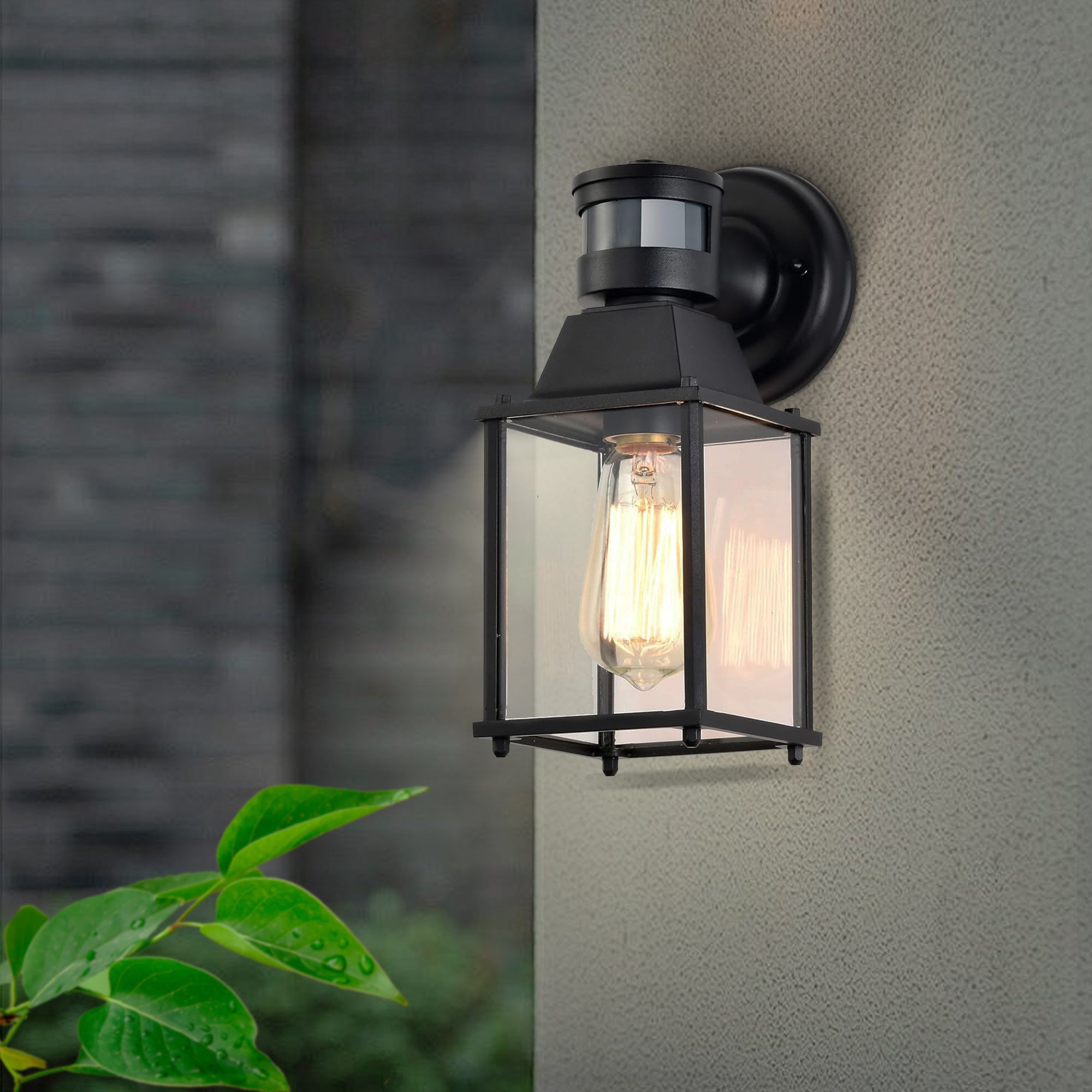 COTTAGE LIFE Porch Lights Outdoor Motion Sensor Outdoor Wall Lights 2 Packs Black Outdoor Wall Sconce Motion Sensor Light