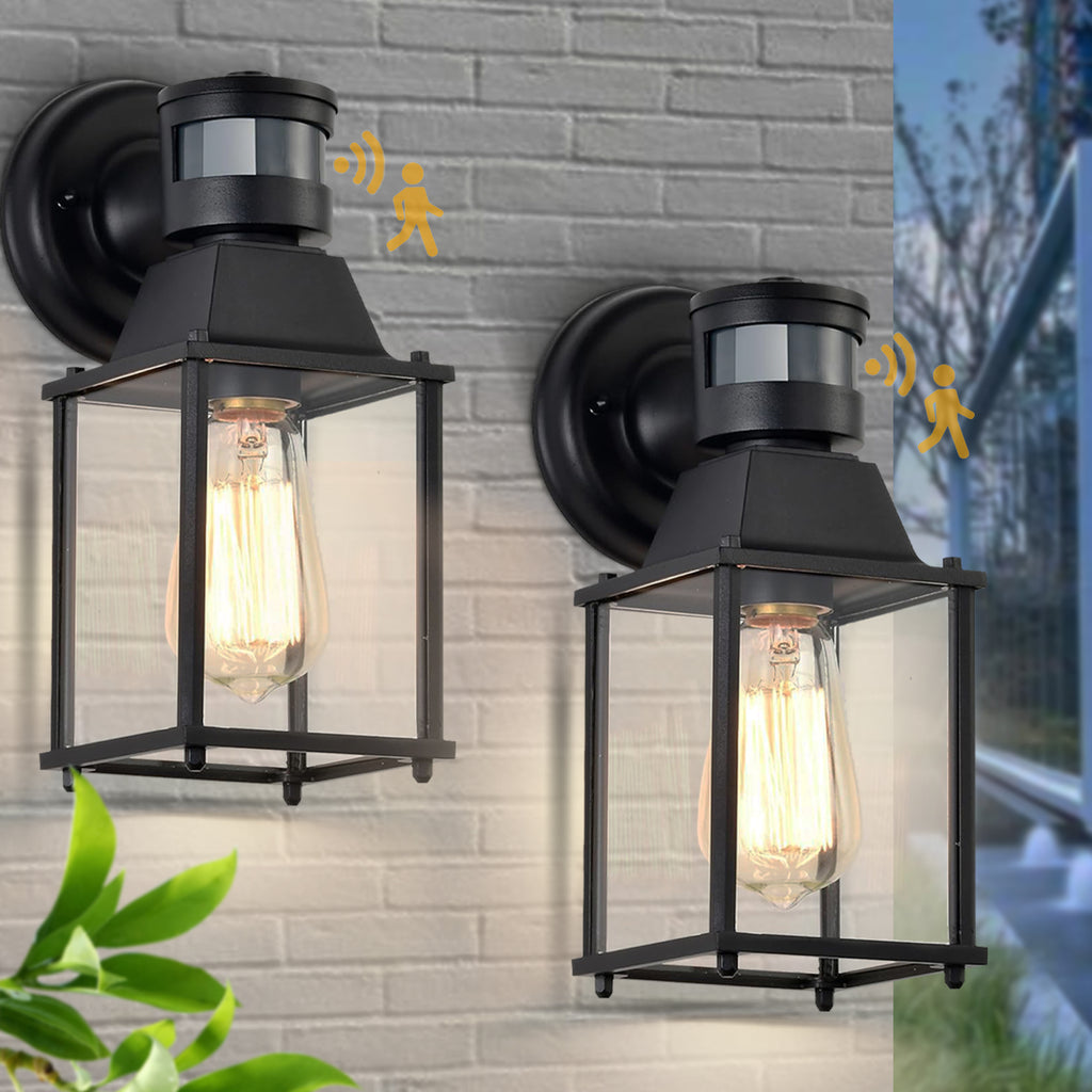Outdoor Light Fixture Motion Sensor Wall Lights 2 Pack Outdoor Porch Light Black