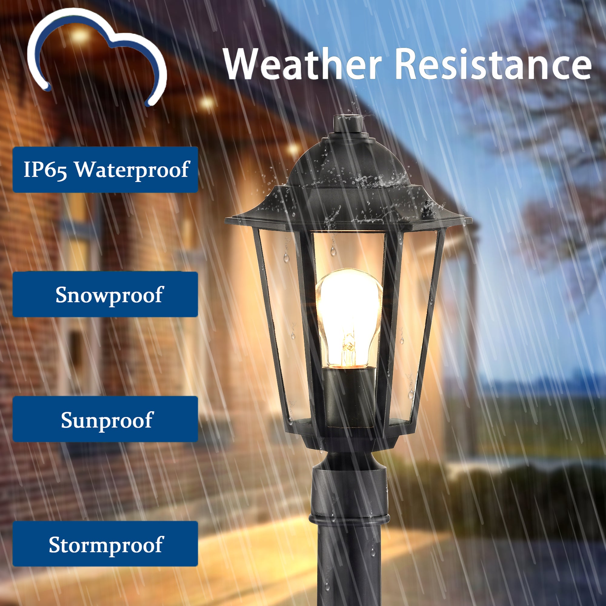 28.3'' Outdoor Lamp Post Lights Hard Wired Black Outdoor Light Post