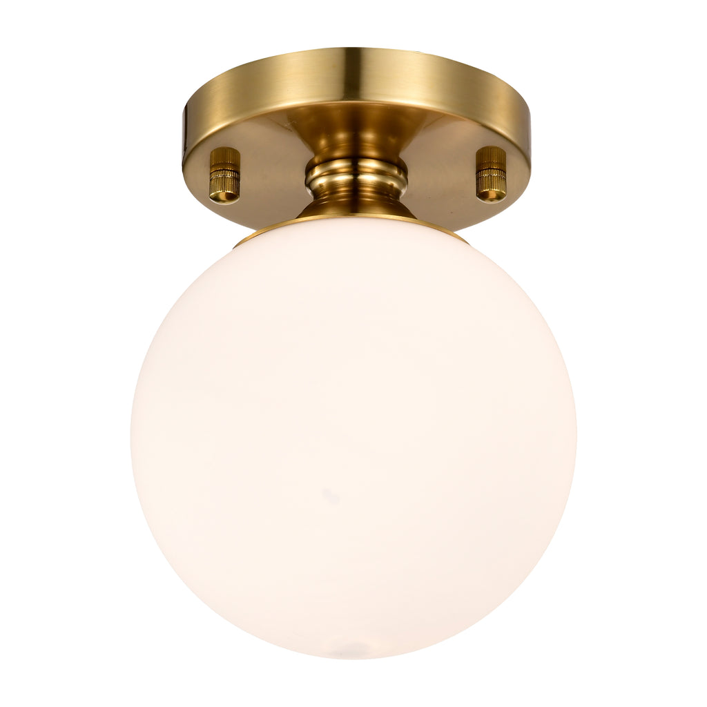 Ceiling Light With Milk White Glass And Golden Base, Diameter 150mm
