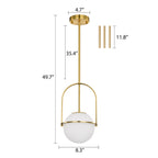 Modern Globe Pendant Light with Glass Shade, Height Adjustable E12 Hanging Light for Kitchen Island & Dining Room
