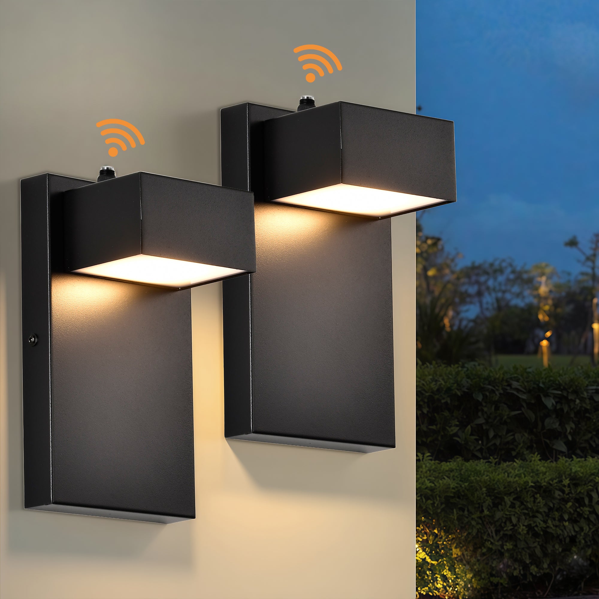 Dusk to Dawn Black LEDModern Outdoor Wall Lights 2-Pack,3000K Warm White,  for Porch, Patio, Garage, Entryway