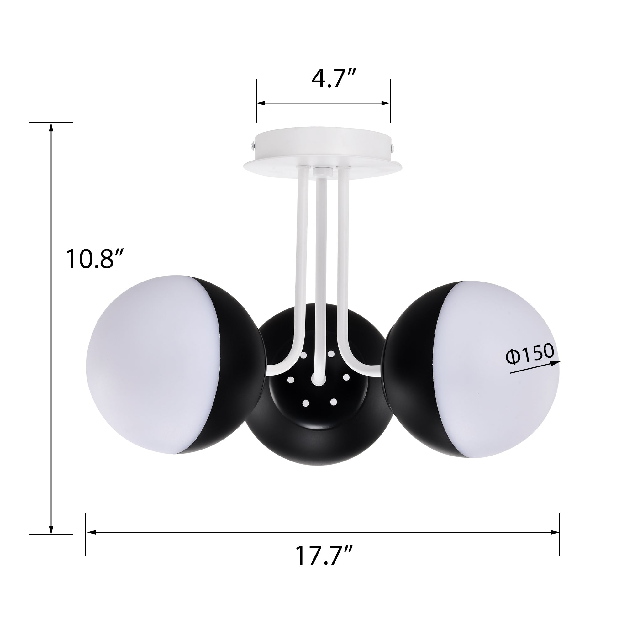 Mid Century Globe Flush Mount Ceiling Light Polyethylene Lampshade