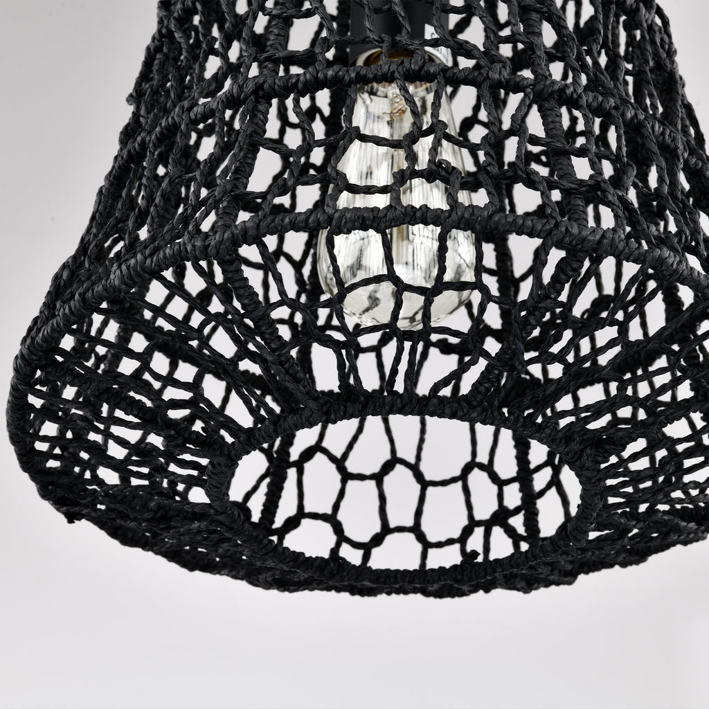 Bohemian Woven Rattan Pendant Light with lantern shape for dining room