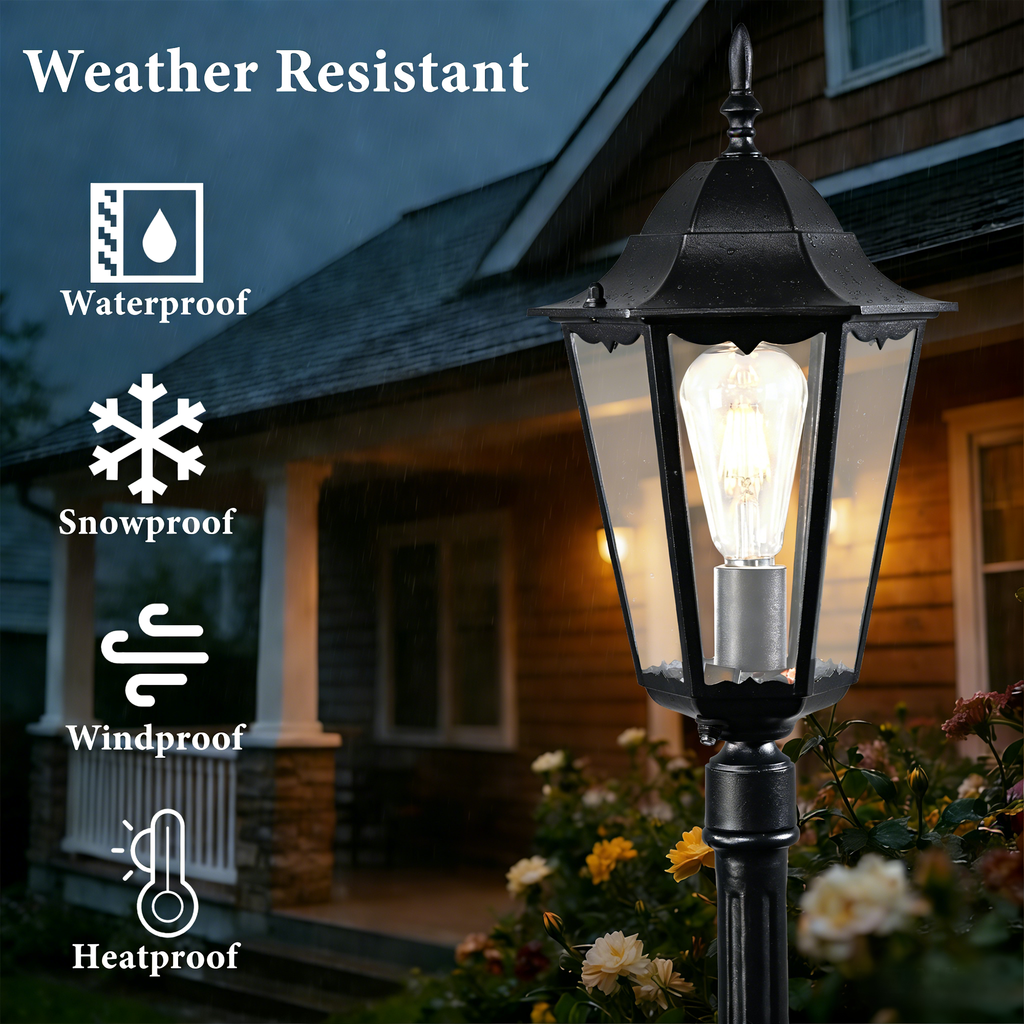 84" Black Outdoor Lamp Post Light with Dusk to Dawn Sensor