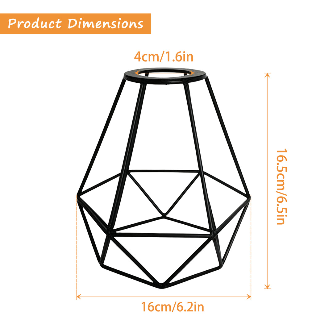 Ceiling Light Shade Cage Replacement – 3 Pack Black Metal Lamp Shades