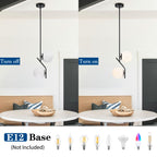 Black Pendant Light Fixture White Glass Pendant Light 2-Light