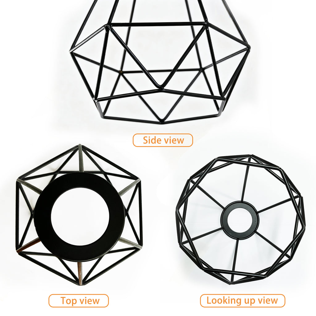Ceiling Light Shade Cage Replacement – 3 Pack Black Metal Lamp Shades