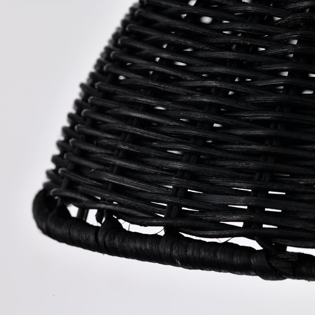Black Bohemian Hemisphere Woven Rattan Pendant Light for dining room