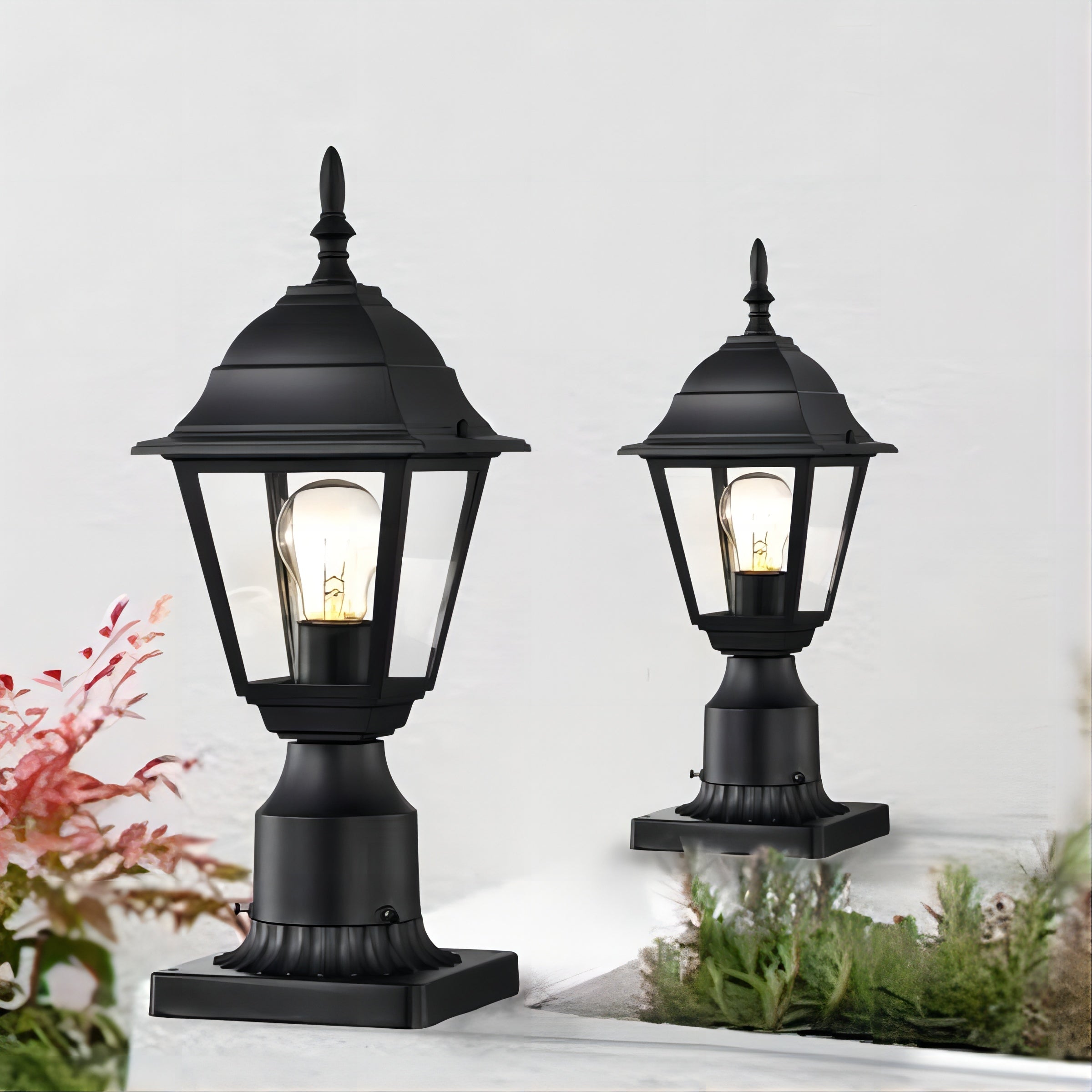 Outdoor Post Lights Waterproof 2 Pack Outside Post Lantern Black
