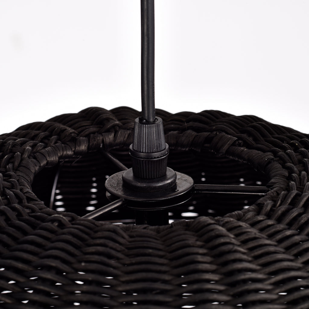 Black Bohemian Bell Woven Rattan Pendant Light for dining room