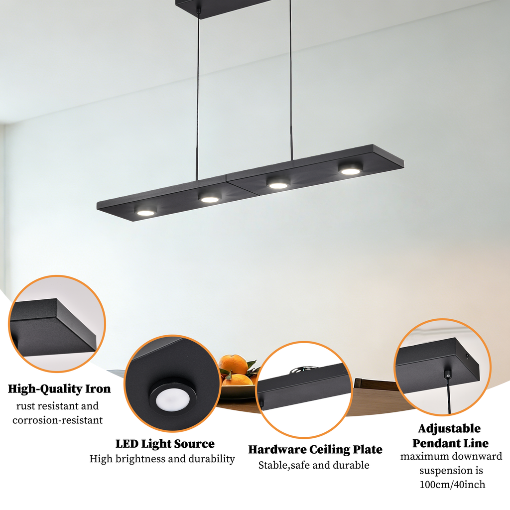 Modern 31 inch Built-in LED Hanging Light Fixture，LED Linear Pendant Light Fixtures