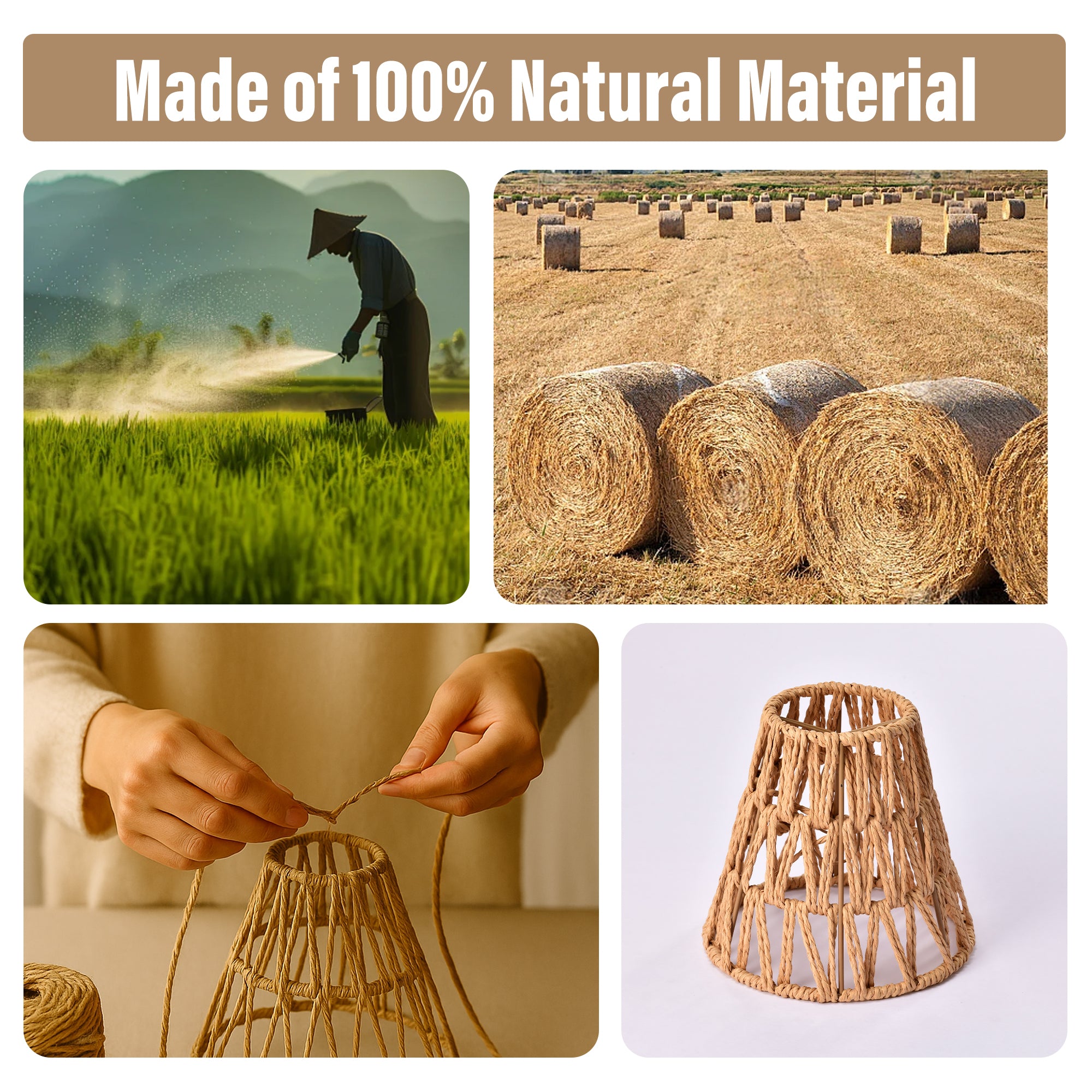 Rattan Clip On Lamp Shades for Candelabra Bulbs, 6 Pack Natural Woven Lampshades for Chandelier & Wall Sconce