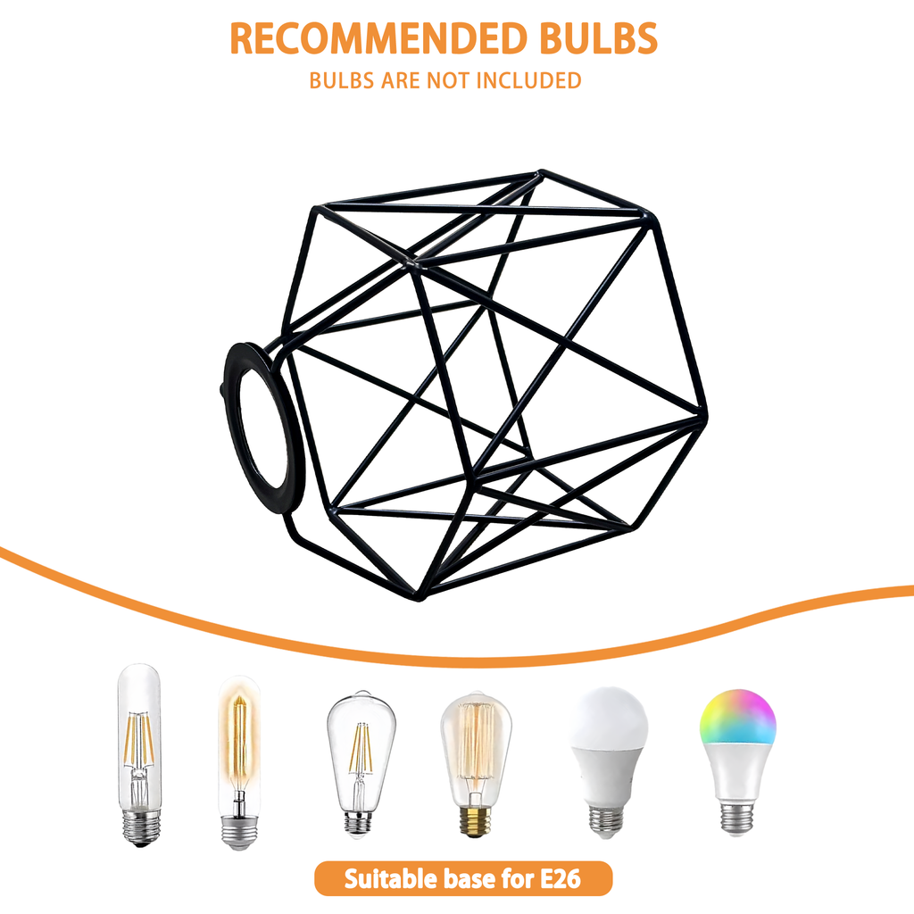 Ceiling Light Shade Cage Replacement  Black Metal Lamp Shades 3 Pack